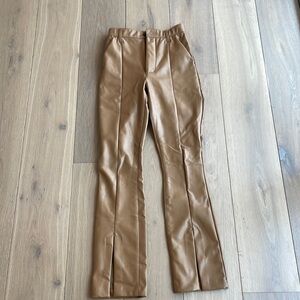 Brown Faux leather Pants